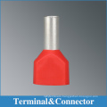 Insulated twin cord end terminal connectors ,l tubular crimping wire terminals,bootlace termianls furruel with avarious colors ,